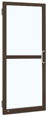 CRL-U.S. Aluminum 1DZ22522R136 Bronze Black Anodized 250 Series Narrow Stile Inactive Leaf of Pair 3'0 x 7'0 Offset Hung with Butt Hinges for Surf Mount Closer Complete Panic Door for 1" Glass with Standard MS Lock and Bottom Rail