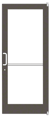 CRL-U.S. Aluminum 1DC41222L036 Bronze Black Anodized 400 Series Medium Stile (RHR) HRSO Single 3'0 x 7'0 Offset Hung with Pivots for Surf Mount Closer Complete Door for 1" Glass with Standard MS Lock and Bottom Rail