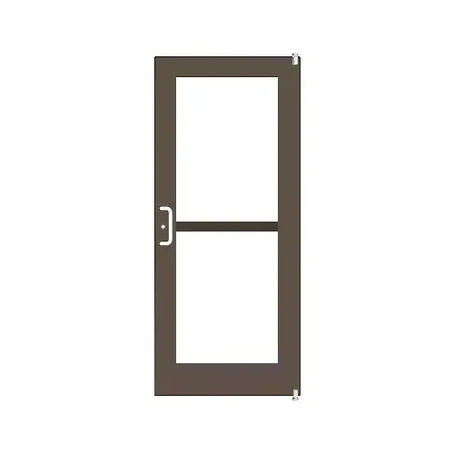 Bronze Black Anodized 550 Series Wide Stile (RHR) HRSO Single 3'0 x 7'0 Offset Hung with Pivots for Surf Mount Closer Complete Panic Door with Std. Panic and Bottom Rail Door for 1" Glass with Standard Panic and Bottom Rail