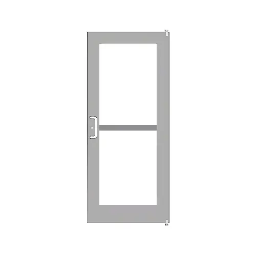 Clear Anodized 550 Series Wide Stile Active Leaf of Pair 3'0 x 7'0 Offset Hung with Pivots for Surf Mount Closer Complete Panic Door for 1" Glass with Standard Panic and Bottom Rail Clear Anodized 550 Series Wide Stile Active Leaf of Pair 3'0 x 7'0 Offset Hung with Pivots for Surf Mount Closer Complete Panic Door for 1" Glass with Standard Panic and Bottom Rail