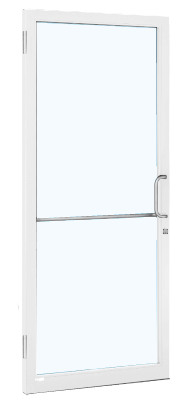 CRL-U.S. Aluminum 1DC21552R036 White KYNAR Paint 250 Series Narrow Stile (LHR) HLSO Single 3'0 x 7'0 Offset Hung with Butt Hinges for Surf Mount Closer Complete Door for 1" Glass with Standard MS Lock and Bottom Rail