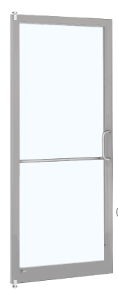CRL-U.S. Aluminum 1DC22211R136 Clear Anodized 3'0 x 250 Series Narrow Stile Inactive Leaf of Pair 7'0 Offset Hung with Pivots for Surf Mount Closer Complete Door for 1" Glass with Standard MS Lock and Bottom Rail
