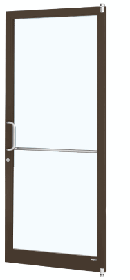 CRL-U.S. Aluminum 1DC22222LA36 Bronze Black Anodized 250 Series Narrow Stile Active Leaf of Pair 3'0 x 7'0 Offset Hung with Pivots for Surf Mount Closer Complete Door for 1" Glass with Standard MS Lock and Bottom Rail