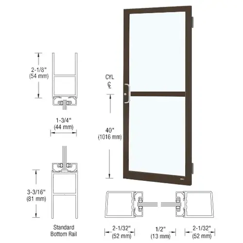 Bronze Black Anodized 250 Series Narrow Stile (RHR) HRSO Single 3'0 x 7'0 Offset Hung with Butt Hinges for Surf Mount Closer Complete Panic Door for 1" Glass with Standard MS Lock and Bottom Rail Bronze Black Anodized 250 Series Narrow Stile (RHR) HRSO Single 3'0 x 7'0 Offset Hung with Butt Hinges for Surf Mount Closer Complete Panic Door for 1" Glass with Standard MS Lock and Bottom Rail