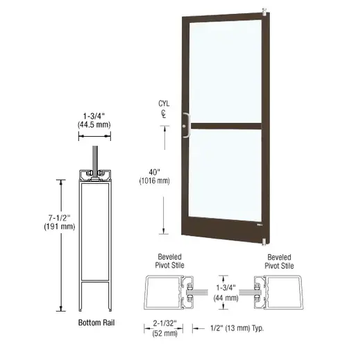 Class I Bronze Black Anodized 250 Series Narrow Stile (RHR) HRSO Single 3'0 x 7'0 Offset Hung with Pivots for Surf Mount Closer Complete Panic Door w/Std. Panic & 7-1/2" Bottom Rail Class I Bronze Black Anodized 250 Series Narrow Stile (RHR) HRSO Single 3'0 x 7'0 Offset Hung with Pivots for Surf Mount Closer Complete Panic Door w/Std. Panic & 7-1/2" Bottom Rail
