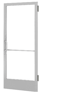 CRL-U.S. Aluminum CD22511LA36 Clear Anodized 250 Series Narrow Stile Active Leaf of Pair 3'0 x 7'0 Offset Hung with Butt Hinges for Surface Mount Closer Complete ADA Door with Lock Indicator, Cylinder Guard - for 1/4" Glazing