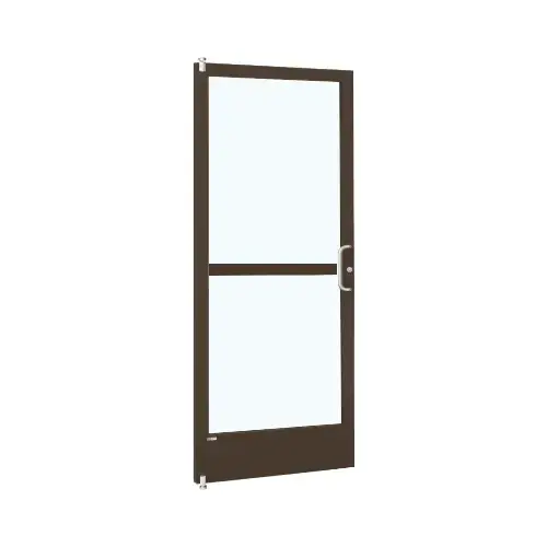 Bronze Black Anodized Standard Single 36" x 84" Series 250 Narrow Stile Right Side Latch Offset Pivot Entrance Door With Rim Device for Surface Mount Door Closer Bronze Black Anodized Standard Single 36" x 84" Series 250 Narrow Stile Right Side Latch Offset Pivot Entrance Door With Rim Device for Surface Mount Door Closer