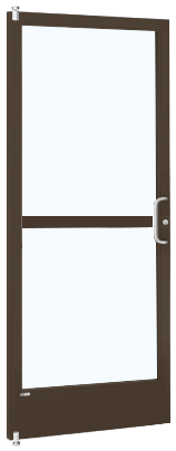 CRL-U.S. Aluminum CR21222R036 Bronze Black Anodized Standard Single 36" x 84" Series 250 Narrow Stile Right Side Latch Offset Pivot Entrance Door With Rim Device for Surface Mount Door Closer