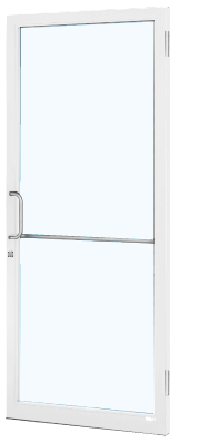 CRL-U.S. Aluminum DC21552L036 White KYNAR Paint 250 Series Narrow Stile (RHR) HRSO Single 3'0 x 7'0 Offset Hung with Butt Hinges for Surf Mount Closer Complete Door Std. MS Lock & Bottom Rail