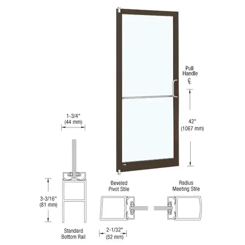 Bronze Black Anodized 250 Series Narrow Stile Inactive Leaf of Pair 3'0 x 7'0 Offset Hung with Pivots for OHCC Closer Complete Door Std. MS Lock & Bottom Rail Bronze Black Anodized 250 Series Narrow Stile Inactive Leaf of Pair 3'0 x 7'0 Offset Hung with Pivots for OHCC Closer Complete Door Std. MS Lock & Bottom Rail