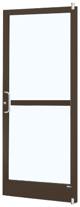 CRL-U.S. Aluminum HZ21222L036 Class I Bronze Black Anodized 250 Series Narrow Stile (RHR) HRSO Single 3'0 x 7'0 Offset Hung with Pivots for Surf Mount Closer Complete Panic Door w/Std. Panic & 7-1/2" Bottom Rail