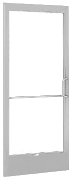 CRL-U.S. Aluminum CD22911R136105 Clear Anodized 250 Series Narrow Stile Inactive Leaf of Pair Offset Hung with Geared Hinged for OHCC 105 degree Closer Complete ADA Door(s) with Lock Indicator, Cyl Guard