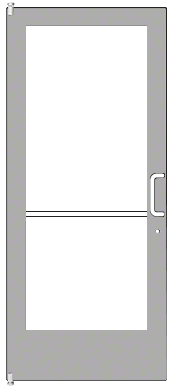 CRL-U.S. Aluminum CD41111R036105 Clear Anodized Standard Single 36" x 84" Series 400 Medium Stile Right Side Latch Offset Pivot Entrance Door for 105 degree Overhead Concealed Door Closer