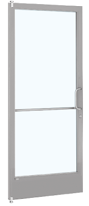 CRL-U.S. Aluminum DE21111R360105 Clear Anodized Single 36" x 84" Series 250 Narrow Stile Right Side Latch Offset Pivot Entrance Door for 105 Degree Overhead Concealed Door Closer