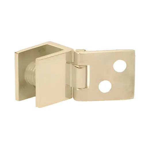 Small Wall Mount Hinges, Brass Material, 3/4" Width, 11/16" Height, 3/16" To 1/4" Glazing Thickness, Brass Finish Small Wall Mount Hinges, Brass Material, 3/4" Width, 11/16" Height, 3/16" To 1/4" Glazing Thickness, Brass Finish