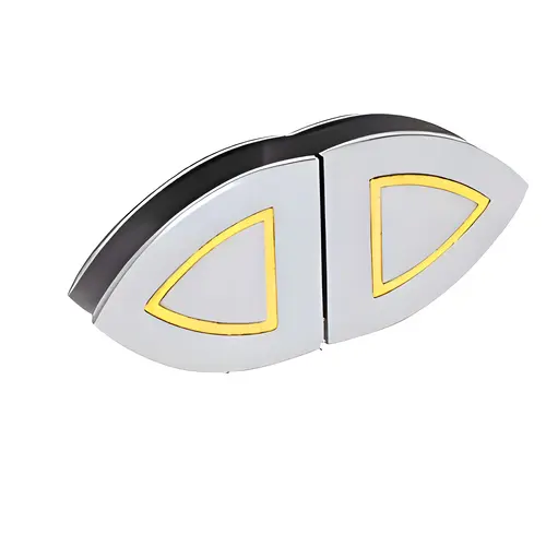 Chrome with Gold Accents 180 Degree Cathedral Style Glass Clamp Chrome with Gold Accents 180 Degree Cathedral Style Glass Clamp