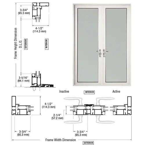 White KYNAR Paint Series 925 Patio Door Pivot Hinge Pair Swing Out White KYNAR Paint Series 925 Patio Door Pivot Hinge Pair Swing Out