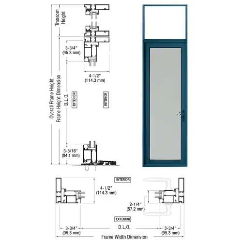 Custom KYNAR Paint Series 925 Single Transom Patio Door Hinge Left Swing Out Custom KYNAR Paint Series 925 Single Transom Patio Door Hinge Left Swing Out