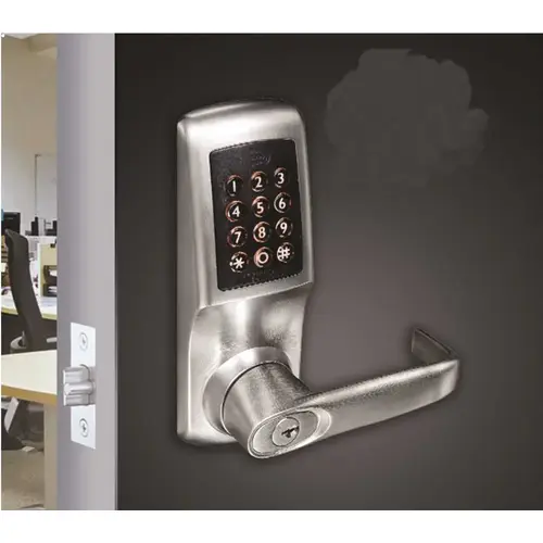 Brushed Steel Electronic Keypad Door Lever