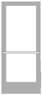 CRL-U.S. Aluminum DE42711R136 Clear Anodized 400 Series Medium Stile Inactive Leaf of Pair 3'0 x 7'0 Center Hung for OHCC w/Standard Push Bars Complete Door Std. Lock & 9-1/2" Bottom Rail