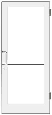 CRL-U.S. Aluminum DC41552L036 White KYNAR Paint 400 Series Medium Stile (RHR) HRSO Single 3'0 x 7'0 Offset Hung with Butt Hinges for Surf Mount Closer Complete Door Std. MS Lock & Bottom Rail