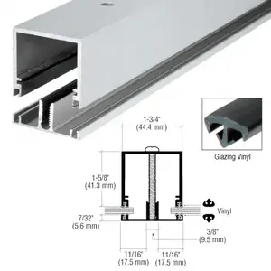 CRL-U.S. Aluminum DB47511 Clear Anodized Deep Division Bar with Vinyl - 24' Stock Length