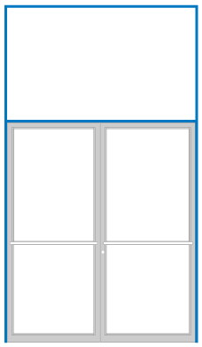 CRL-U.S. Aluminum 0B6271172 Clear Anodized 2" x 4-1/2" Open Back Transom Frame Prepped for Pair Doors Center Hung Overhead Concealed Closer Using Flush Bolts