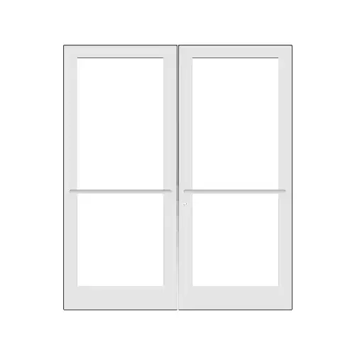 White KYNAR Paint Custom Pair Series 400 Medium Stile Center Pivot Entrance Doors for Overhead Concealed Door Closers White KYNAR Paint Custom Pair Series 400 Medium Stile Center Pivot Entrance Doors for Overhead Concealed Door Closers