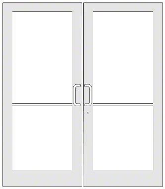 CRL-U.S. Aluminum DC42852 White KYNAR Paint Custom Pair Series 400 Medium Stile Geared Hinge Entrance Doors for Surface Mount Door Closers