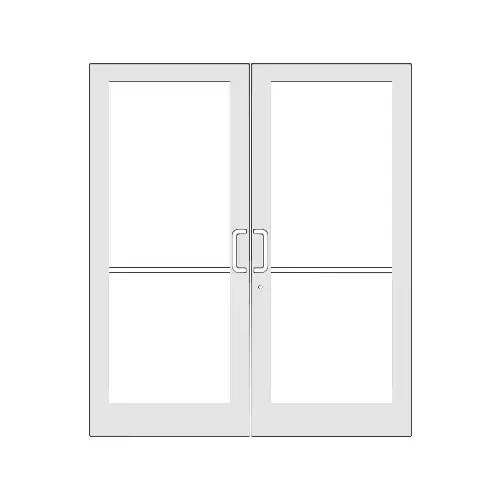 White KYNAR Paint IG500 Series Custom Pair StormFront Butt Hinged Entrance Doors for Surface Mount Door Closers White KYNAR Paint IG500 Series Custom Pair StormFront Butt Hinged Entrance Doors for Surface Mount Door Closers