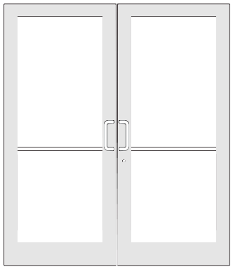 CRL-U.S. Aluminum SF42552 White KYNAR Paint IG500 Series Custom Pair StormFront Butt Hinged Entrance Doors for Surface Mount Door Closers