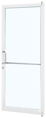 CRL-U.S. Aluminum 1D21252 White KYNAR Paint Custom Single Series 250T Narrow Stile Offset Pivot Thermal Entrance Door for Surface Mount Door Closer