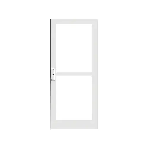 White KYNAR Paint Custom Single Series 400 Medium Stile Center Pivot Entrance Door For Panic and Overhead Concealed Door Closer White KYNAR Paint Custom Single Series 400 Medium Stile Center Pivot Entrance Door For Panic and Overhead Concealed Door Closer