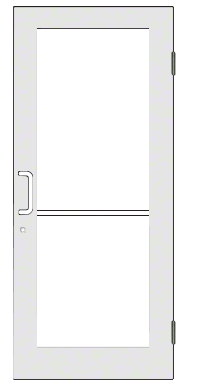 CRL-U.S. Aluminum DC51552 White KYNAR Paint Custom Size Single Series 550 Wide Stile Butt Hinge Entrance Door for Surface Mount Door Closer