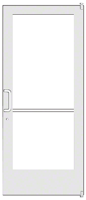 CRL-U.S. Aluminum DE42252LA36 White KYNAR Paint 400 Series Medium Stile Active Leaf of Pair 3'0 x 7'0 Offset Hung with Pivots for Surf Mount Closer Complete Door Std. Lock and 9-1/2" Bottom Rail
