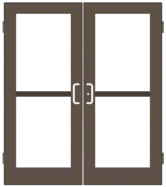 CRL-U.S. Aluminum DZ52522 Class I Bronze Black Anodized Custom Size Pair Series 550 Wide Stile Butt Hinge Entrance Door For Panics and Surface Mount Door Closers