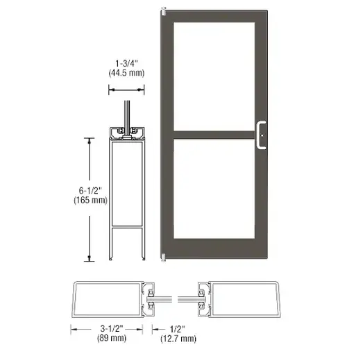 Class I Bronze Black Anodized 400 Series Medium Stile (LHR) HLSO Single 3'0 x 7'0 Offset Hung with Pivots for Surf Mount Closer Complete Panic Door with Std. Panic and Bottom Rail Class I Bronze Black Anodized 400 Series Medium Stile (LHR) HLSO Single 3'0 x 7'0 Offset Hung with Pivots for Surf Mount Closer Complete Panic Door with Std. Panic and Bottom Rail