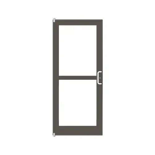 Class I Bronze Black Anodized 400 Series Medium Stile (LHR) HLSO Single 3'0 x 7'0 Offset Hung with Pivots for Surf Mount Closer Complete Panic Door with Std. Panic and Bottom Rail Class I Bronze Black Anodized 400 Series Medium Stile (LHR) HLSO Single 3'0 x 7'0 Offset Hung with Pivots for Surf Mount Closer Complete Panic Door with Std. Panic and Bottom Rail