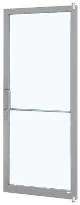 CRL-U.S. Aluminum 1D21211 Clear Anodized Class 1 Custom Single Series 250T Narrow Stile Offset Pivot Thermal Entrance Door for Surface Mount Door Closer