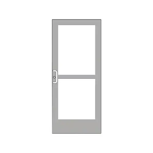 Clear Anodized 400 Series Medium Stile Active Leaf of Pair 3'0 x 7'0 Center Hung for OHCC w/Standard Push Bars Complete Panic Door with Std. Panic and 9-1/2" Bottom Rail Clear Anodized 400 Series Medium Stile Active Leaf of Pair 3'0 x 7'0 Center Hung for OHCC w/Standard Push Bars Complete Panic Door with Std. Panic and 9-1/2" Bottom Rail