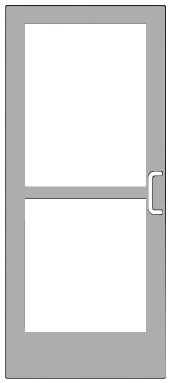 CRL-U.S. Aluminum CZ42711R136 Clear Anodized 400 Series Medium Stile Inactive Leaf of Pair 3'0 x 7'0 Center Hung for OHCC w/Standard Push Bars Complete Panic Door with Std. Panic and 9-1/2" Bottom Rail