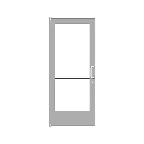 Clear Anodized 400 Series Medium Stile (LHR) HLSO Single 3'0 x 7'0 Offset Hung with Pivots for Surf Mount Closer Complete Door Std. Lock and 9-1/2" Bottom Rail Clear Anodized 400 Series Medium Stile (LHR) HLSO Single 3'0 x 7'0 Offset Hung with Pivots for Surf Mount Closer Complete Door Std. Lock and 9-1/2" Bottom Rail