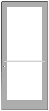 CRL-U.S. Aluminum DC42711LA36 Clear Anodized 400 Series Medium Stile Active Leaf of Pair 3'0 x 7'0 Center Hung for OHCC w/Standard Push Bars Complete Door Std. MS Lock & Bottom Rail