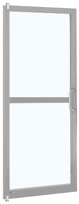 CRL-U.S. Aluminum DZ22211R136 Clear Anodized 250 Series Narrow Stile Inactive Leaf of Pair 3'0 x 7'0 Offset Hung with Pivots for Surf Mount Closer Complete Panic Door with Std. Panic and Bottom Rail