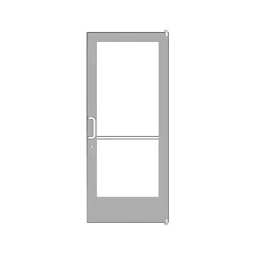 Clear Anodized Single Active Leaf of Pair 36" x 84" Series 400 Medium Stile Left Side Latch Offset Pivot Entrance Door for Surface Mount Door Closer Clear Anodized Single Active Leaf of Pair 36" x 84" Series 400 Medium Stile Left Side Latch Offset Pivot Entrance Door for Surface Mount Door Closer