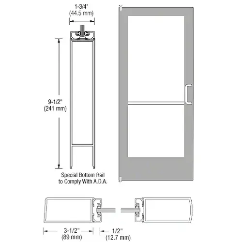 Clear Anodized Single Inactive Leaf of Pair 36" x 84" Series 400 Medium Stile Right Side Latch Offset Pivot Entrance Door for Surface Mount Door Closer Clear Anodized Single Inactive Leaf of Pair 36" x 84" Series 400 Medium Stile Right Side Latch Offset Pivot Entrance Door for Surface Mount Door Closer