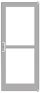 CRL-U.S. Aluminum DZ41211L036 Clear Anodized 400 Series Medium Stile (RHR) HRSO Single 3'0 x 7'0 Offset Hung with Pivots for Surf Mount Closer Complete Panic Door with Std. Panic and Bottom Rail