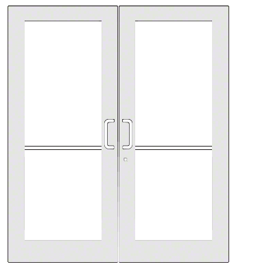 CRL-U.S. Aluminum DC52852 White KYNAR Paint Custom Pair Series 550 Wide Stile Geared Hinge Entrance Doors for Surface Mount Door Closers