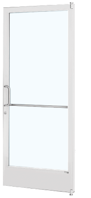 CRL-U.S. Aluminum DE22252LA36 White KYNAR Paint 250 Series Narrow Stile Active Leaf of Pair 3'0 x 7'0 Offset Hung with Pivots for Surf Mount Closer Complete Door Std. Lock and 9-1/2" Bottom Rail