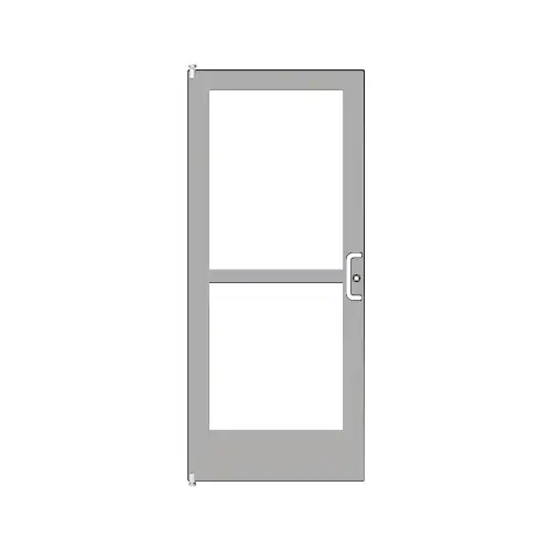 White KYNAR Paint Standard Single 36" x 84" Series 400 Medium Stile Right Side Latch Offset Pivot Entrance Door for Surface Mount Door Closer White KYNAR Paint Standard Single 36" x 84" Series 400 Medium Stile Right Side Latch Offset Pivot Entrance Door for Surface Mount Door Closer